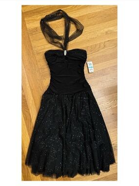 NWT Macy's Black Strapless Sparkle Cocktail Dress